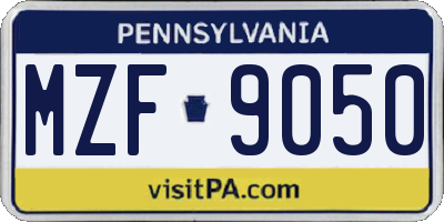 PA license plate MZF9050