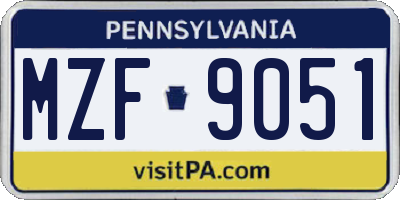 PA license plate MZF9051