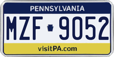 PA license plate MZF9052
