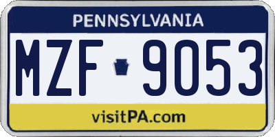 PA license plate MZF9053