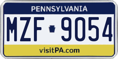 PA license plate MZF9054