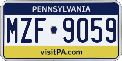 PA license plate MZF9059