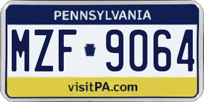PA license plate MZF9064