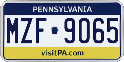 PA license plate MZF9065