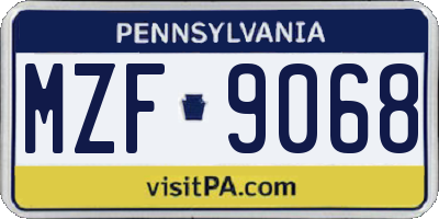 PA license plate MZF9068