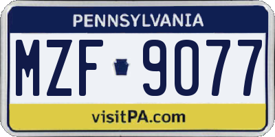 PA license plate MZF9077