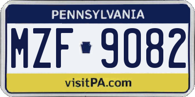 PA license plate MZF9082
