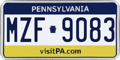 PA license plate MZF9083
