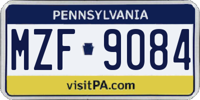 PA license plate MZF9084