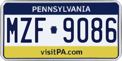 PA license plate MZF9086