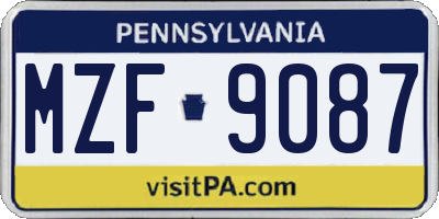 PA license plate MZF9087