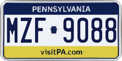 PA license plate MZF9088