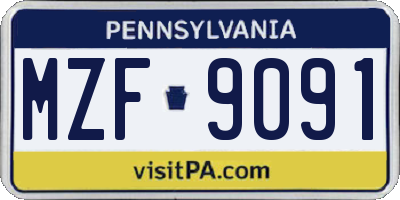 PA license plate MZF9091