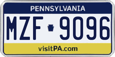 PA license plate MZF9096