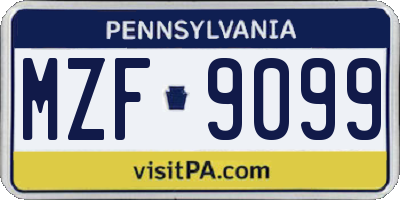 PA license plate MZF9099