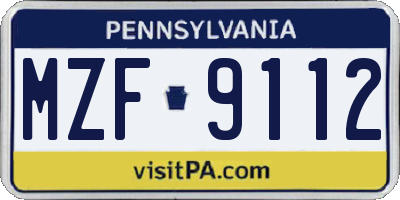 PA license plate MZF9112