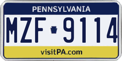 PA license plate MZF9114