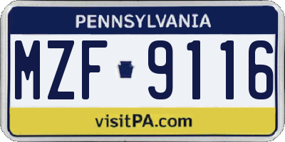 PA license plate MZF9116