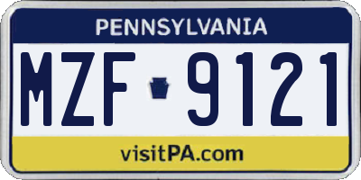 PA license plate MZF9121