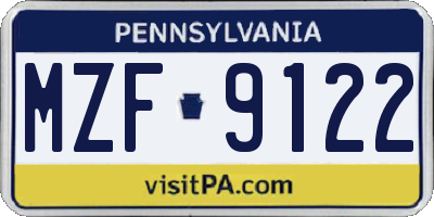 PA license plate MZF9122
