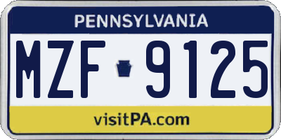 PA license plate MZF9125