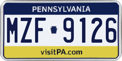 PA license plate MZF9126