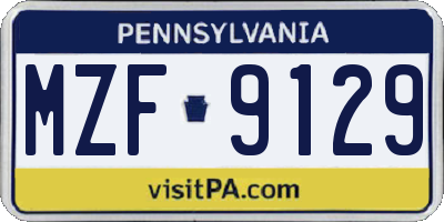 PA license plate MZF9129