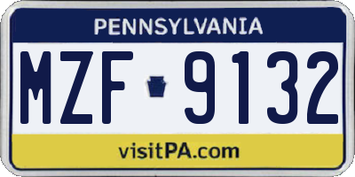 PA license plate MZF9132