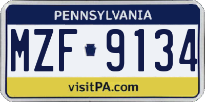 PA license plate MZF9134