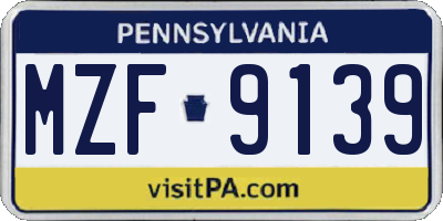 PA license plate MZF9139