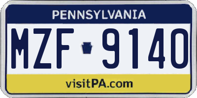 PA license plate MZF9140