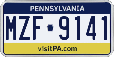 PA license plate MZF9141