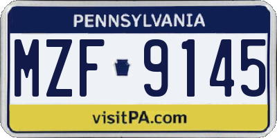 PA license plate MZF9145
