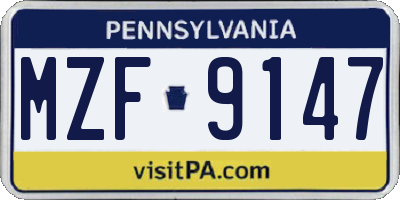 PA license plate MZF9147