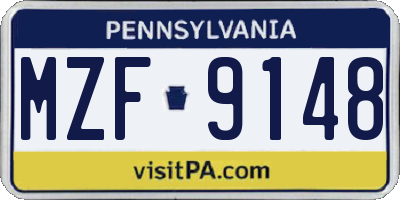 PA license plate MZF9148