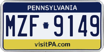 PA license plate MZF9149