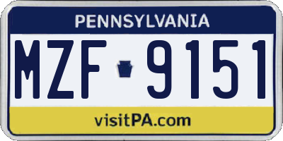 PA license plate MZF9151