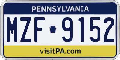 PA license plate MZF9152