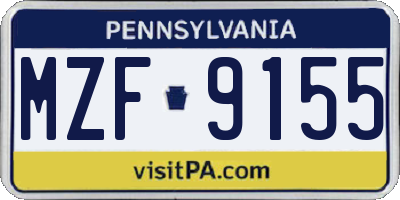 PA license plate MZF9155