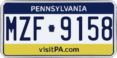 PA license plate MZF9158