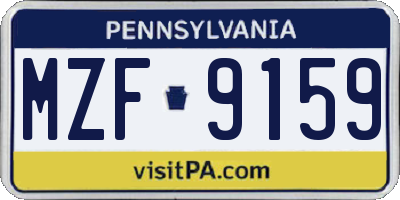 PA license plate MZF9159