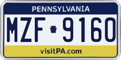 PA license plate MZF9160