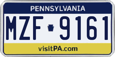 PA license plate MZF9161