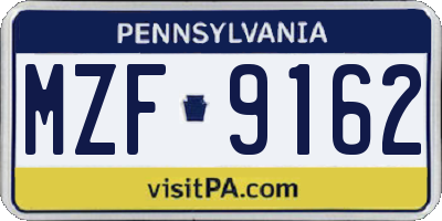 PA license plate MZF9162