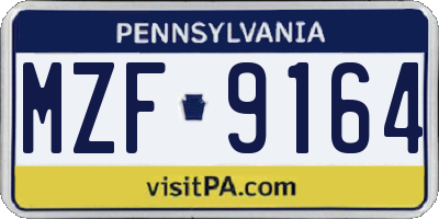 PA license plate MZF9164
