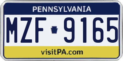 PA license plate MZF9165