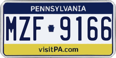 PA license plate MZF9166