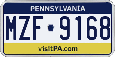 PA license plate MZF9168