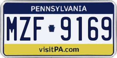 PA license plate MZF9169