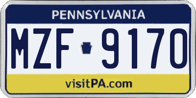 PA license plate MZF9170